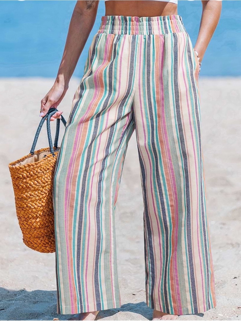 Cupshe Solar Fantasy is Striped Wide-Leg Pants NEW